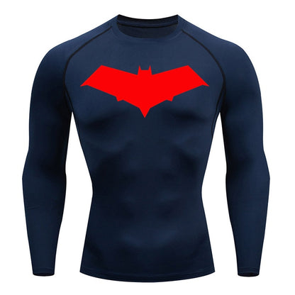 Red Hooded Vigilante Long Sleeve Compression Shirt