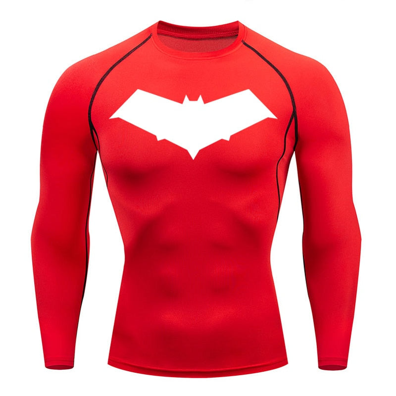 Red Hooded Vigilante Long Sleeve Compression Shirt