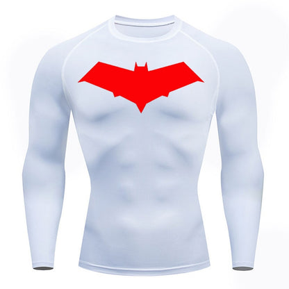 Red Hooded Vigilante Long Sleeve Compression Shirt