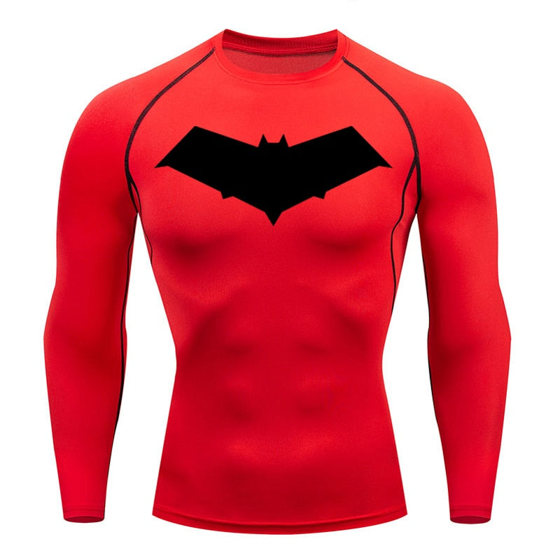 Red Hooded Vigilante Long Sleeve Compression Shirt