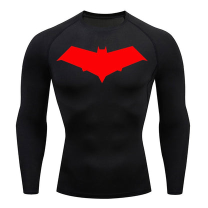 Red Hooded Vigilante Long Sleeve Compression Shirt